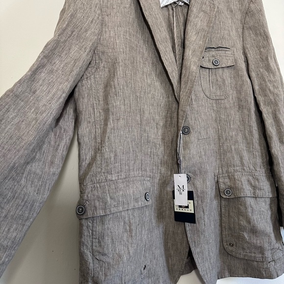 Joseph abboud 100% Linen sport coat 2 button blazer Tan Birdsey size XL NWT - Picture 8 of 16